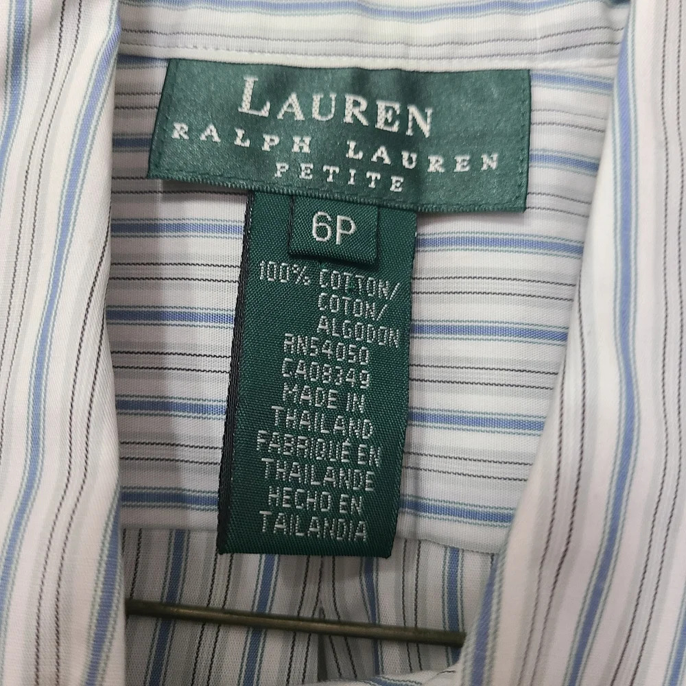 Lauren Women's Ralph Lauren Petite Striped Easy Care Cotton Shirt 6 Petite NWT - Picture 9 of 12
